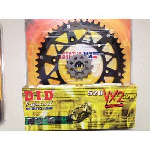 KTM 49 TOOTH REAR & 14 T FRONT SPROCKET STATES MX BLACK  GOLD DID XRING CHAIN