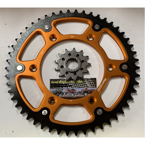 KTM 50 REAR ORANGE 13 FRONT SPROCKET STEALTH SUPERSPROX125 200 250 300 350 450 500 525 530
