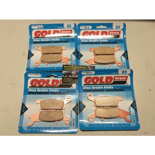 YAMAHA GRIZZLY YFM 550 700 FRONT & REAR BRAKE PAD SET  SINTERED METAL 