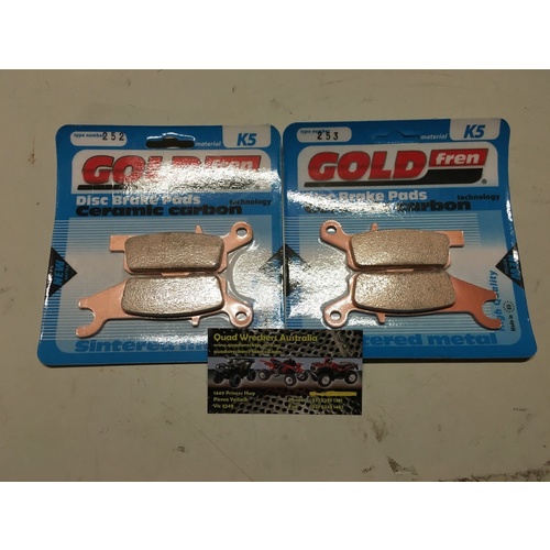 YAMAHA GRIZZLY YFM 550 700 FRONT BRAKE PAD SET GOLD FREN  253 252