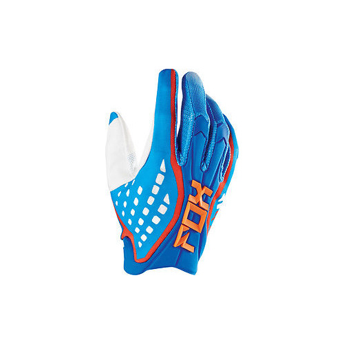 FOX RACING MX FLEXAIR RACE GLOVES BLUE / ORANGE  SIZE  LARGE SALE