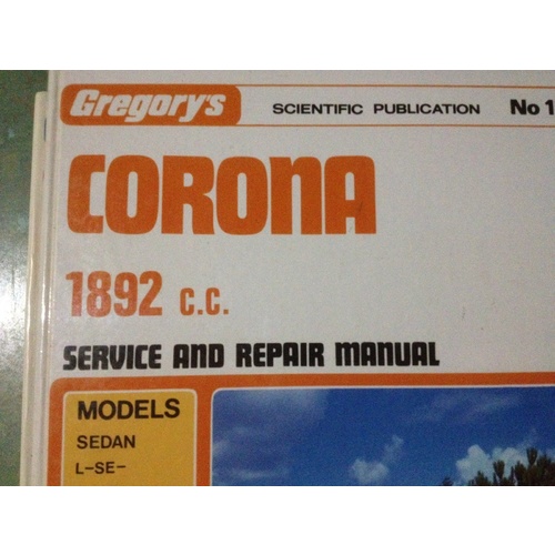 TOYOTA CORONA 1892CC 1979-1980  GREGORYS  WORKSHOP MANUAL