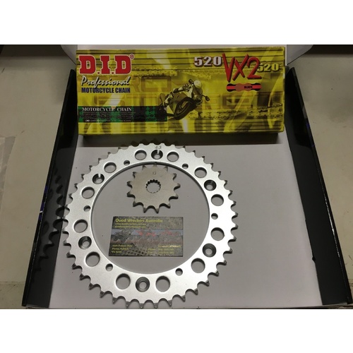 YAMAHA DT 200 CHAIN AND SPROCKET SET 14 FRONT 43 REAR 520 GOLD X RING CHAIN VX3