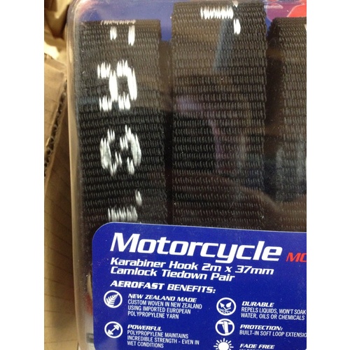 AEROFAST MOTORCYCLE TIE DOWN STRAP BLACK KTM YZ CR KX BERG 37 mm 2 METER LONG