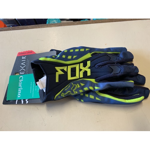 FOX RACING MX FLEXAIR RACE GLOVES BLUE / YELLOW  SIZE LARGE