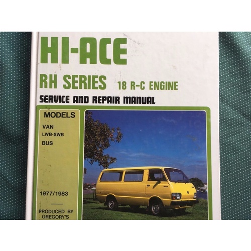 TOYOTA HIACE RH SERIES GREGORYS PUBLICATIONS  WORKSHOP MANUAL