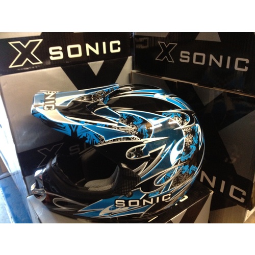 SONIC BLACK BLUE KIDS YOUTH  DIRT MX  BIKE HELMET AUSTRALIA SAFTEY STANDARDS