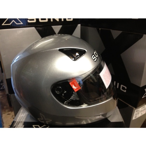 SONIC SILVER ROAD BIKE HELMET AUSTRALIA SAFTEY STANDARDS STICKER SIZE LARGE