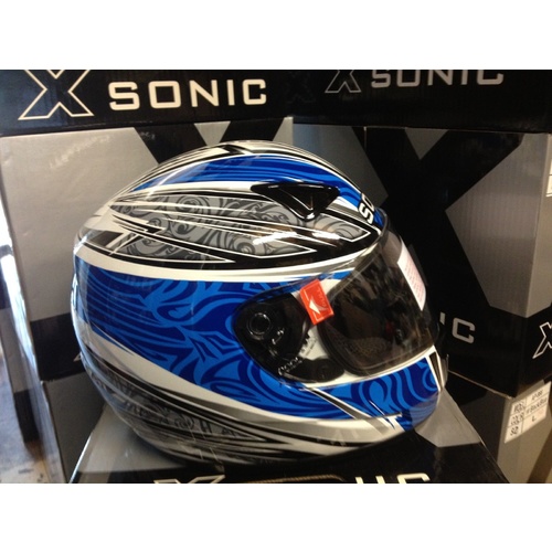SONIC WHITE BLUE ROAD BIKE HELMET AUSTRALIA SAFTEY STANDARDS SIZE EXTRA