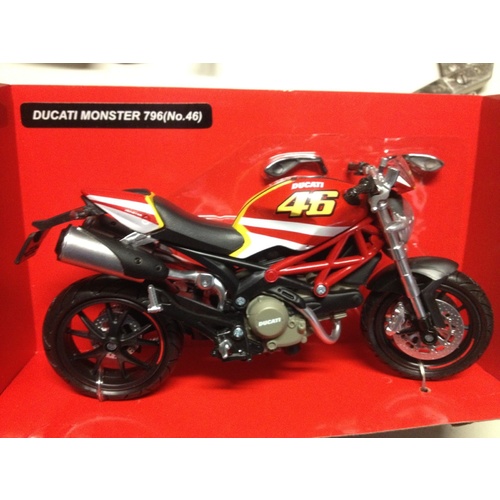 DUCATI 796 ROSSI VR 46 ROAD SPORTS BIKE TOY MODEL DIECAST 1:12 SCALE GIFT IDEA