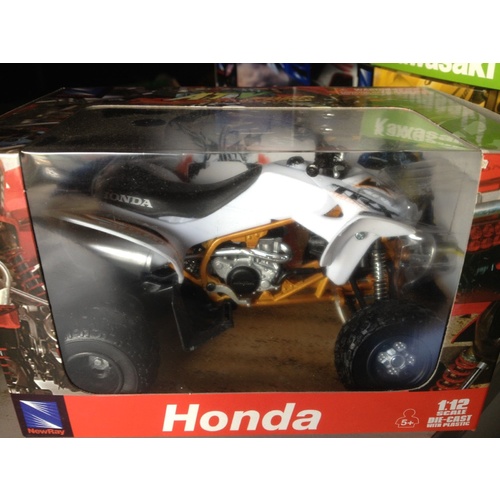 HONDA WHITE TRX 450R QUAD ATV TOY MODEL DIECAST 1:12 SCALE GIFT IDEA  CHRISTMAS