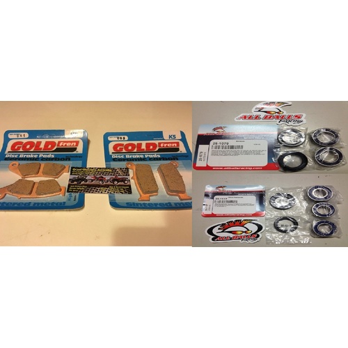 SUZUKI DRZ KLX 400 FRONT & REAR WHEEL BEARING & BRAKE PAD KIT 1079 1117 003 041
