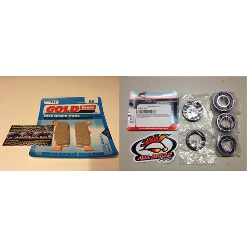 SUZUKI DRZ 400 KLX REAR WHEEL BEARING & BRAKE PADS KIT GOLDFREN ALLBALLS 1117 03