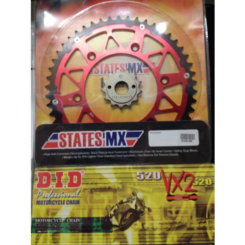 HONDA XR 400 48 TOOTH REAR MTX RAPTOR 13 FRONT SPROCKET  DID VX2 CHAIN COMBO KIT