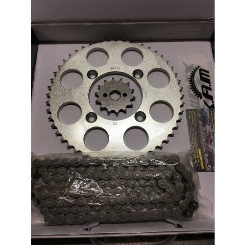 HONDA XR 100 CRF 100 CHAIN AND SPROCKET KIT 14 T FRONT 50 T REAR 428 CHAIN 